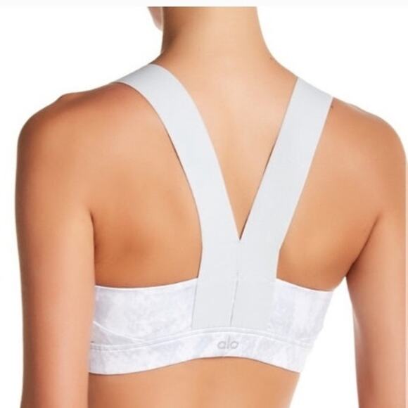 Alo Yoga Paddle Fast Short Sports Bra Silver‎ Snake Est X-Small - Picture 2 of 11
